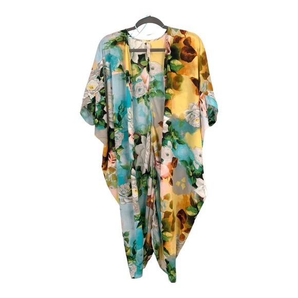 Melissa McCarthy Seven7‎ Summer Watercolor Floral Print Kimono Sz S - Picture 3 of 5